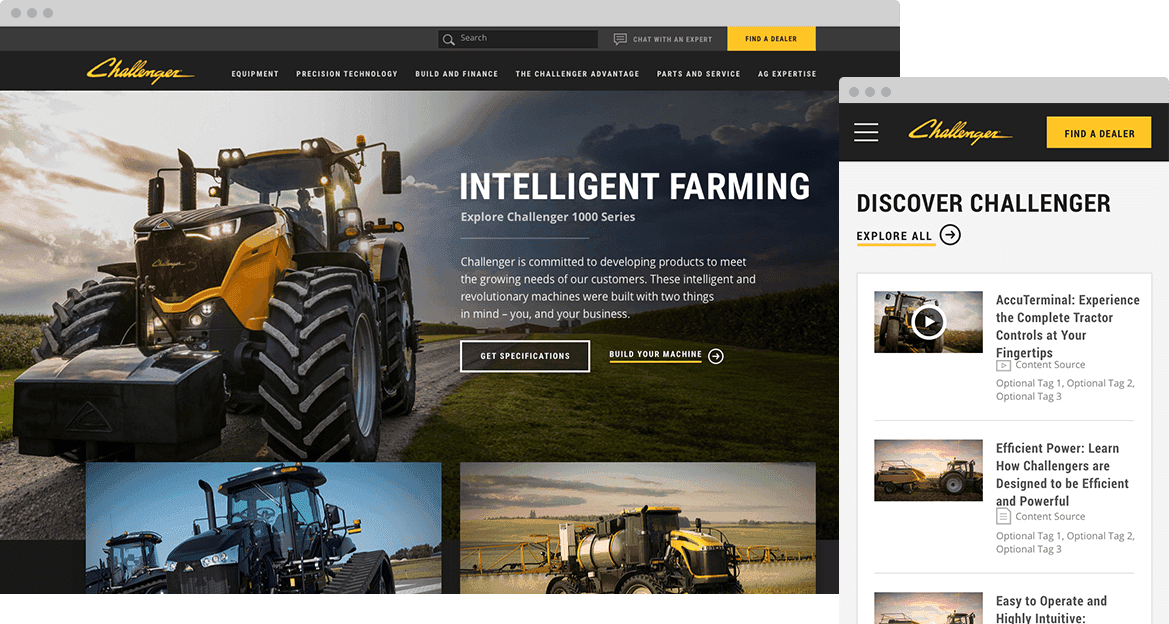 Challenger website shown across desktop, tablet, and mobile devices