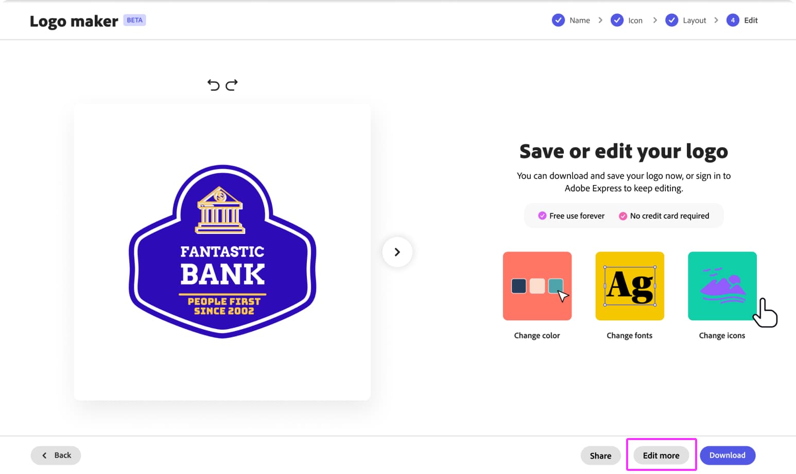 Authenticated final step with Edit more and customization tiles