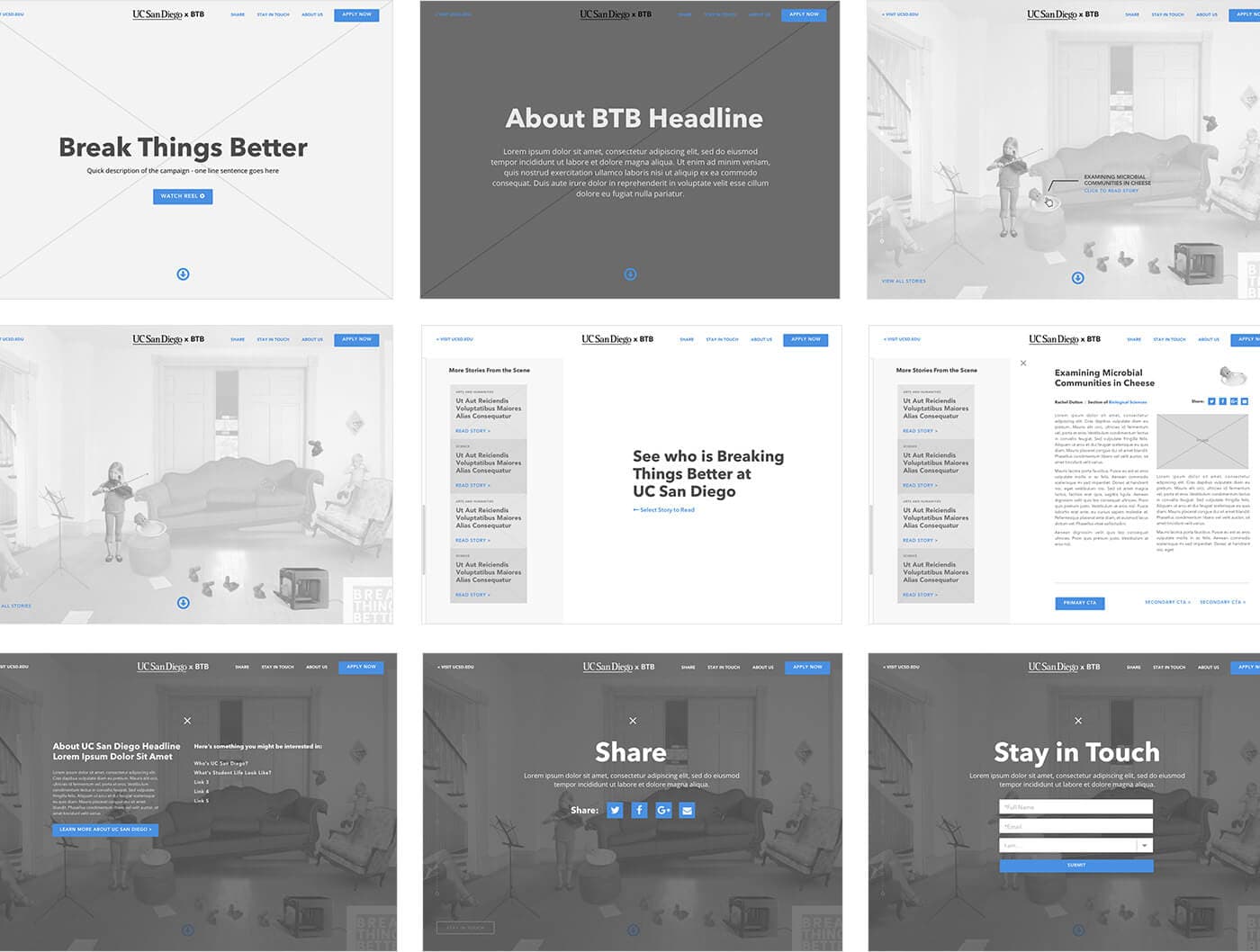 Break Things Better wireframes