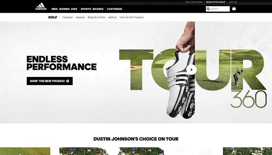 adidas Golf athlete or story page