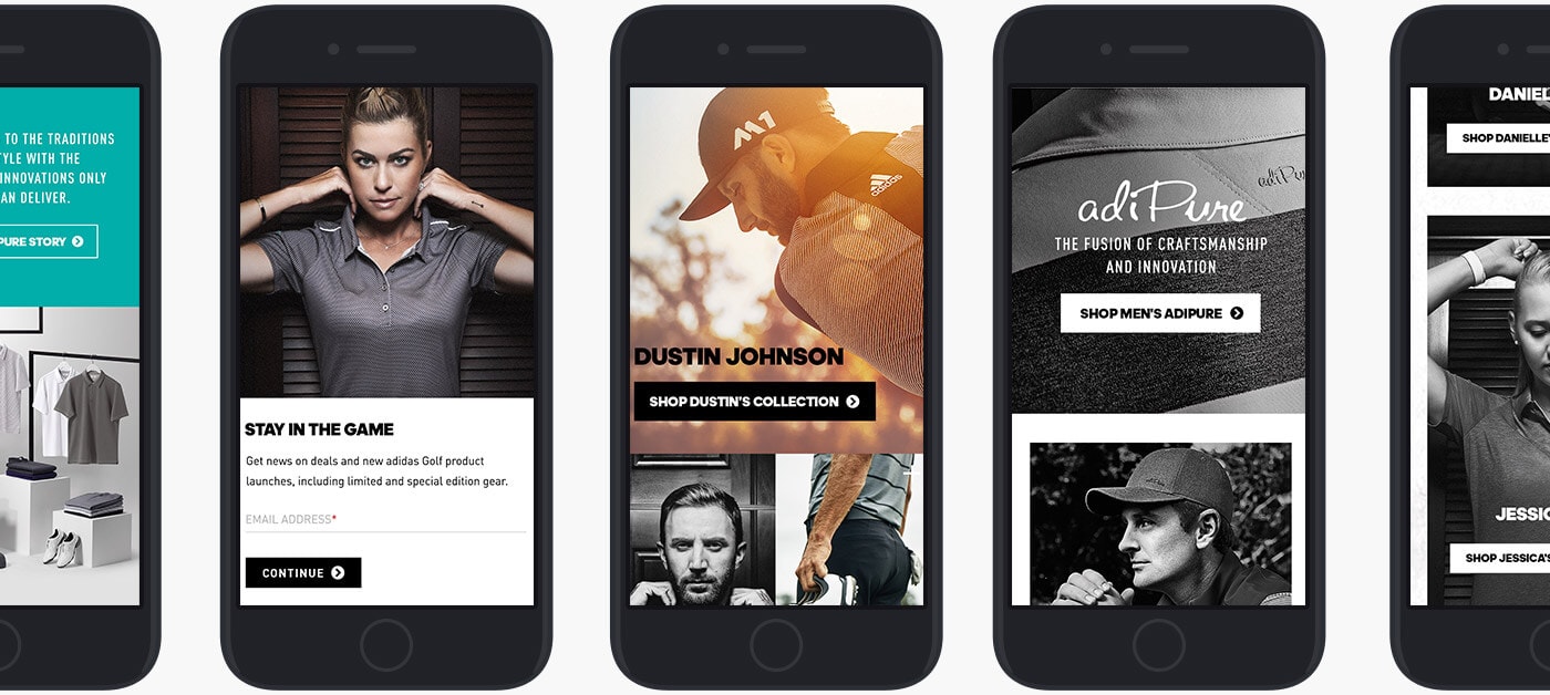 adidas Golf mobile screen