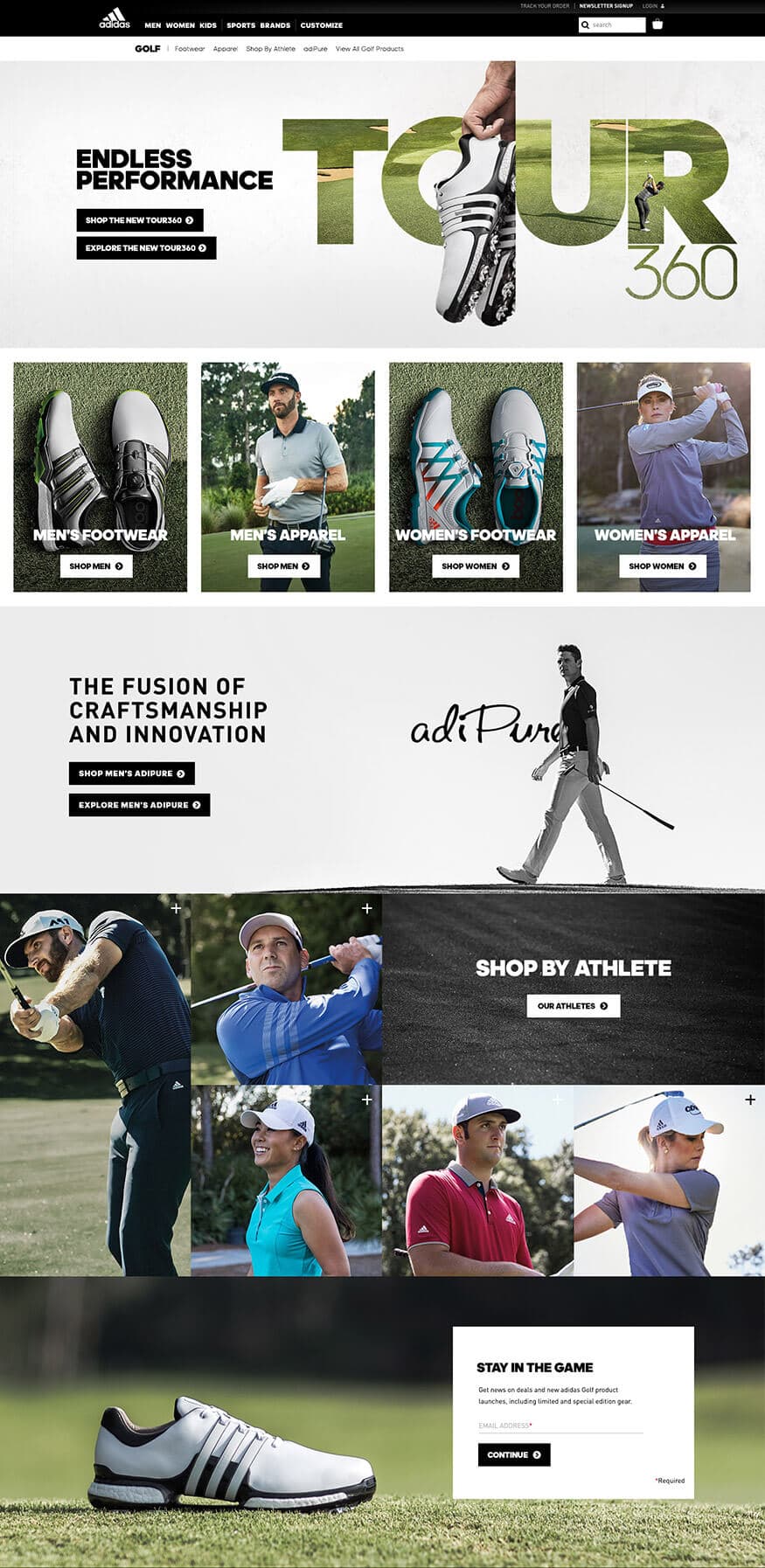 adidas Golf desktop screen
