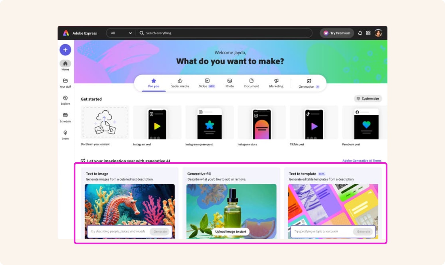 Before — Gen AI feature card art direction board