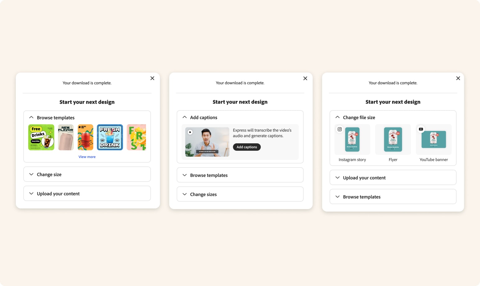 Variations of the Multi CTA modal