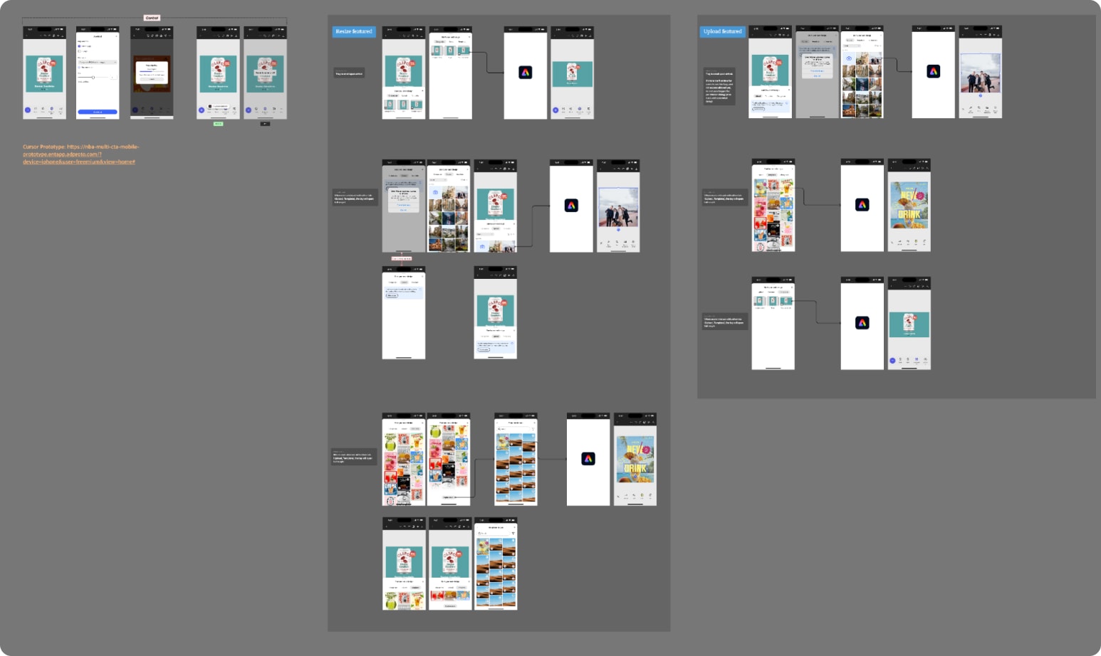 The entire flow for mobile version of Multi CTA modal