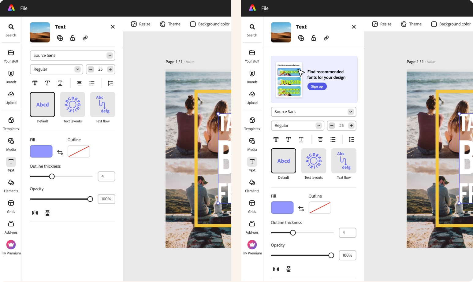 Font recommendation SUSI demo panel teasing post-signup value