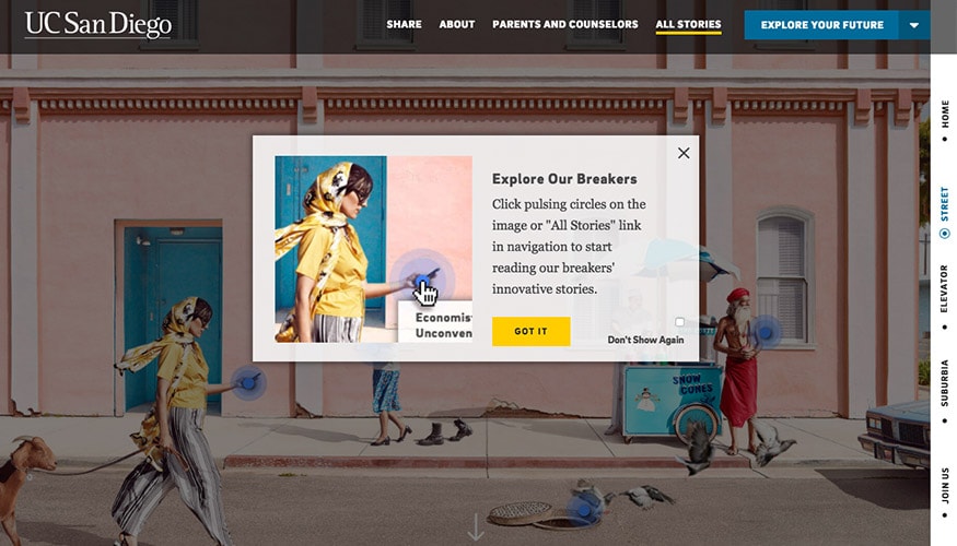 Instructional modal on first visit