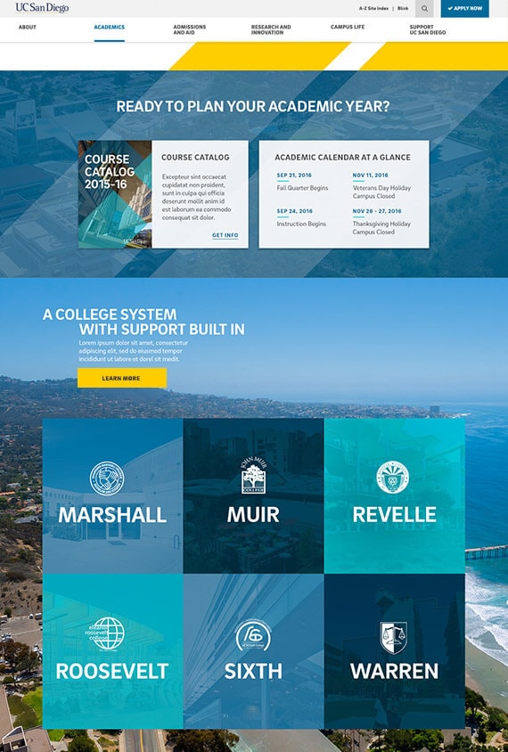 UC San Diego landing page design 2