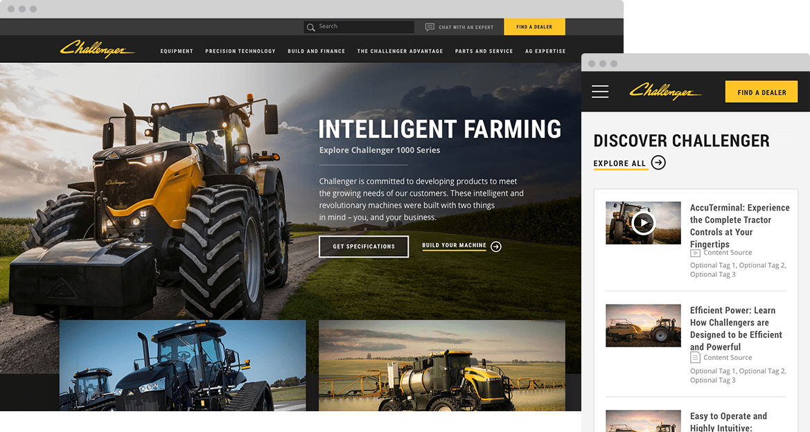 Challenger website shown across desktop, tablet, and mobile devices