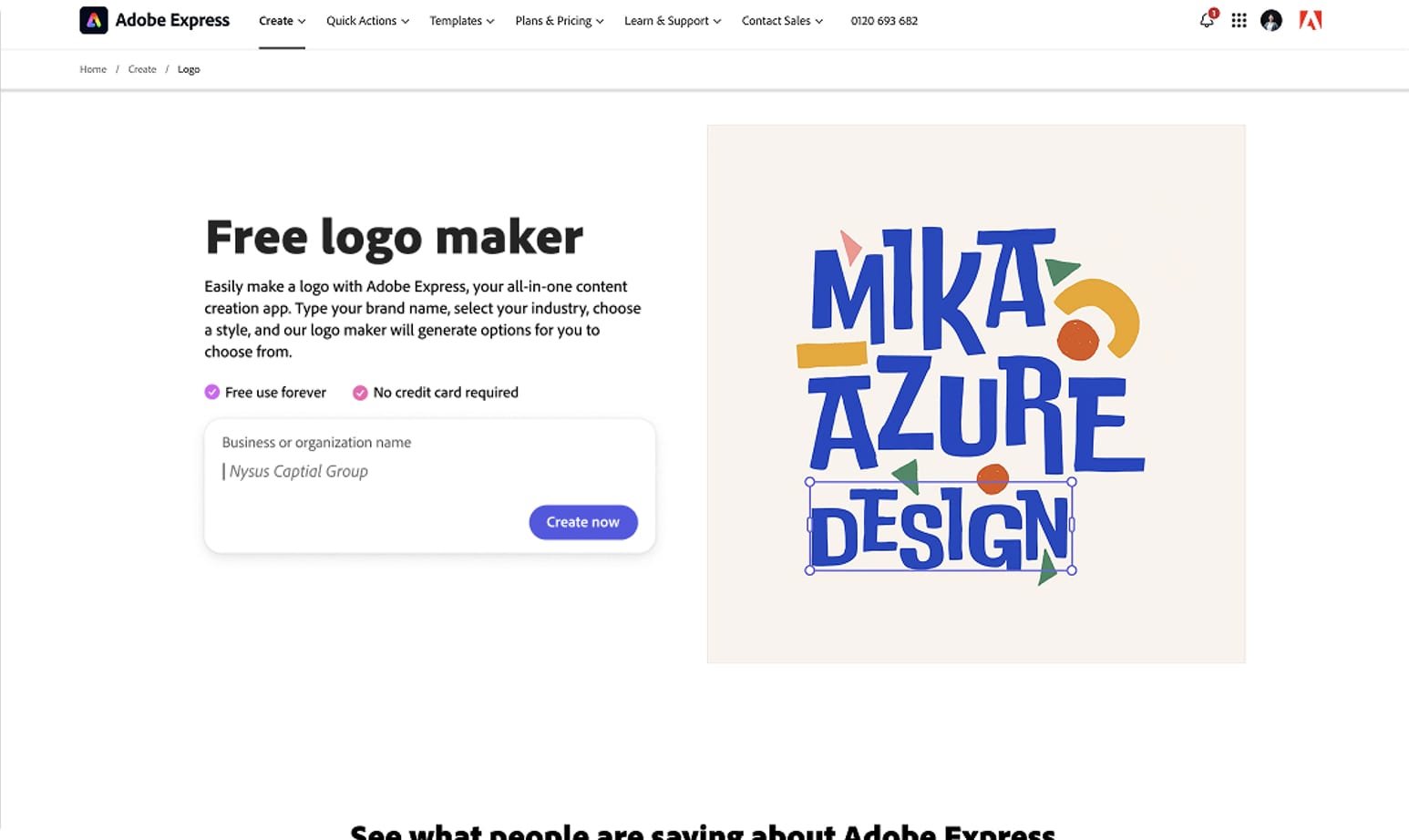 Logo Maker SEO entry screen with an optional business name field